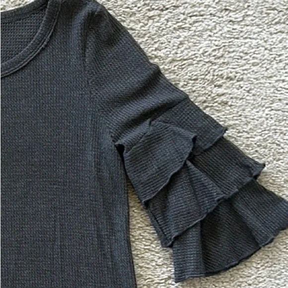 Grey Tiered Ruffle Sleeve Top - Picture 8 of 8